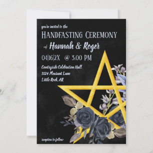 Gothic Wiccan Black Rose Watercolor Handfast in Einladung