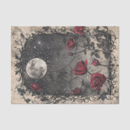 Gothic Window Full Moon Rote Rosen Seidenpapier
