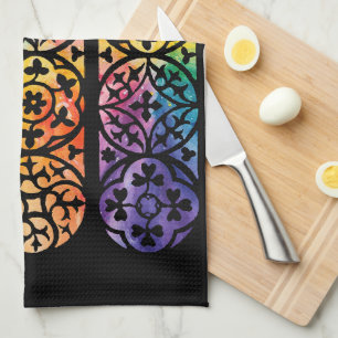 Gothic Window Rainbow Pride Geschirrtuch