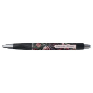 Gothic Wine Red Rose Fine Art Botanische Malerei Kugelschreiber