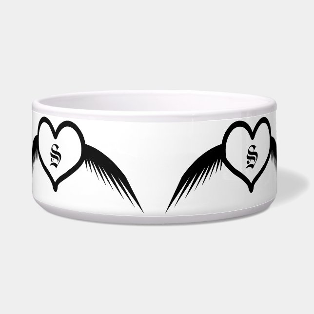 Gothic Winged Heart Custom Mit Monogramm Napf (Vorderseite)