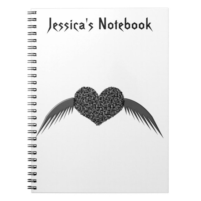Gothic Winged Liebe Heart Customizable Notebook Notizblock (Vorderseite)