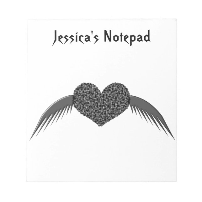 Gothic Winged Liebe Heart Customizable Notepad Notizblock (Vorderseite)