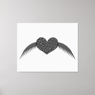 Gothic Winged Liebe Herz Canvas Print Leinwanddruck