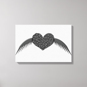 Gothic Winged Liebe Herz Canvas Print Leinwanddruck