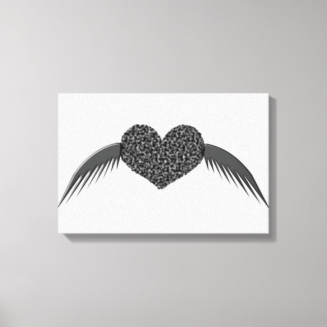 Gothic Winged Liebe Herz Canvas Print Leinwanddruck (Vorderseite)