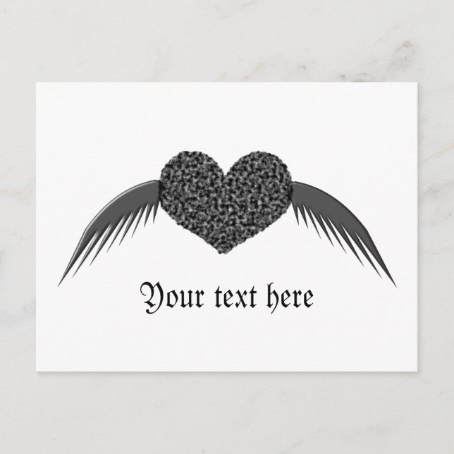 Gothic Winged Liebe Herz Custom Postcard Postkarte (Vorderseite)