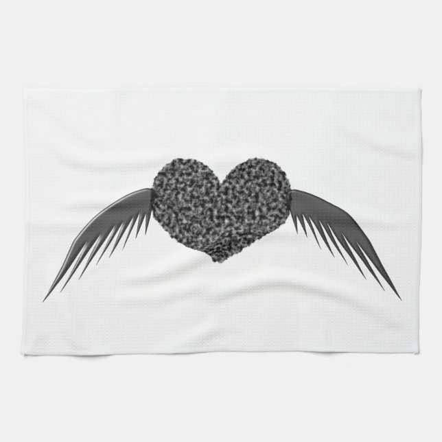 Gothic Winged Liebe Herz Küchentuch (Horizontal)