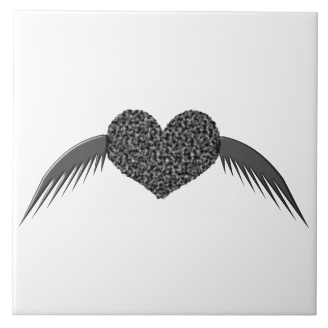 Gothic Winged Liebe Herz Tile Fliese (Vorderseite)