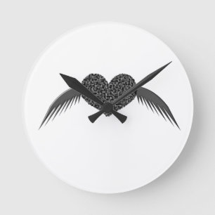 Gothic Winged Liebe Herzklappenhalle Runde Wanduhr