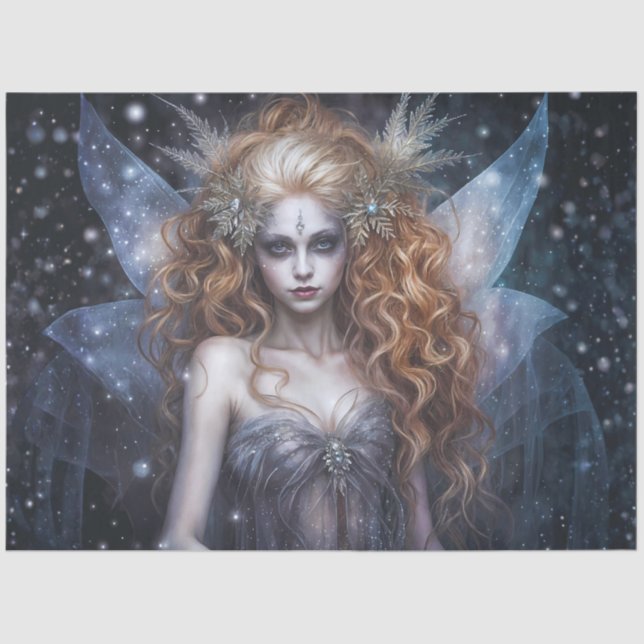 Gothic Winter Fairy – Ice Enchantress Fantasy  Seidenpapier (Vorderseite)