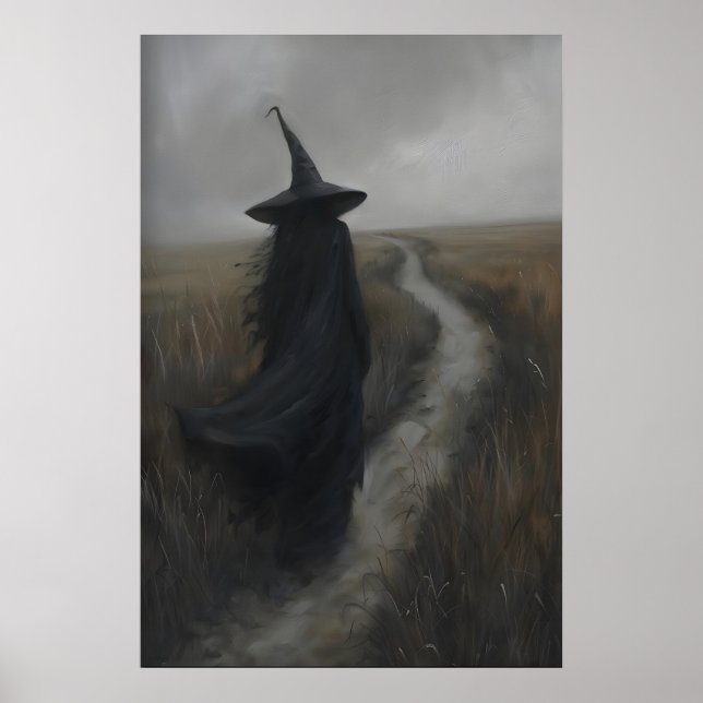 Gothic Witch Rustic Landscape Art Printable, Dark Poster (Vorne)