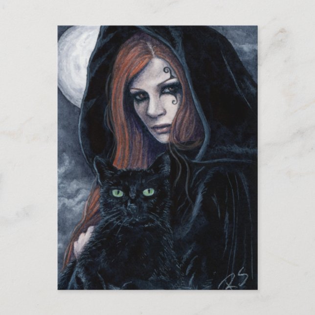 Gothic Witching Hour Cat Postcard Postkarte (Vorderseite)