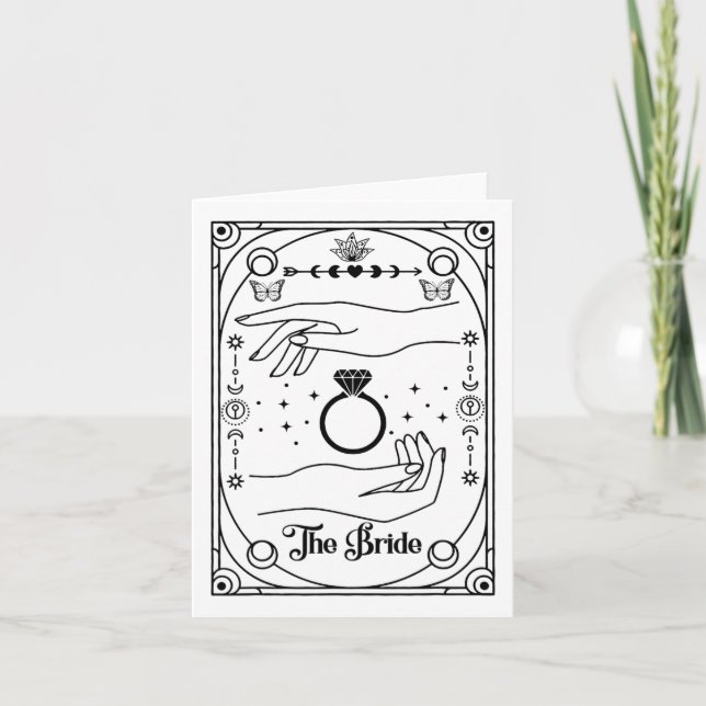 Gothic Witchy Bride Coven Tarot Halloween Bachelor Karte (Vorderseite)