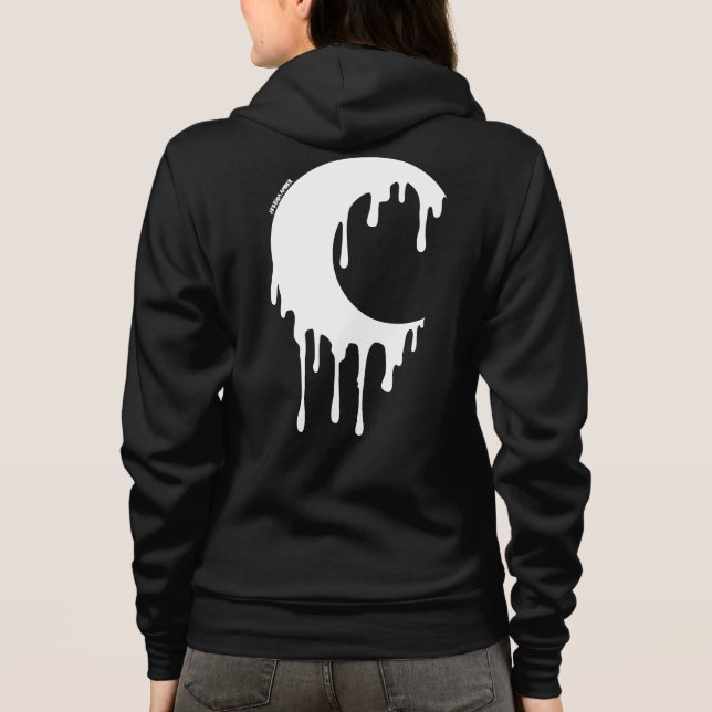 Gothic Witz White Dripping Moon Silhouette Hoodie (Rückseite)