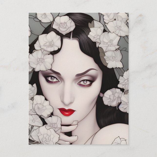 Gothic Woman Florals Postkarte (Vorderseite)
