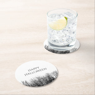 Gothic Woods Halloween-Party Schwarz-weiß Runder Pappuntersetzer