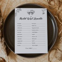 Gothic Word Scramble Brautparty Game Card