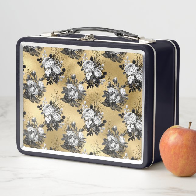Gothic Yellow Blume Blätter Blumenbilder Metall Brotdose (Beispiel)