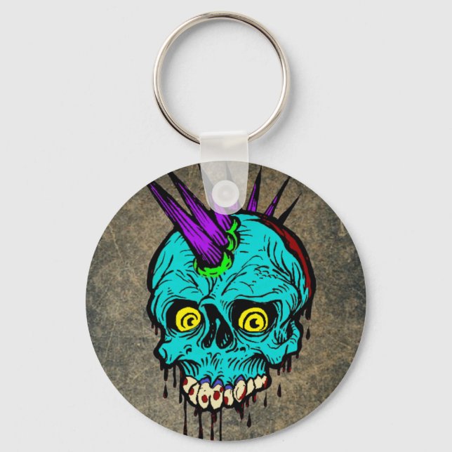 Gothic Zombie Punk Skull Schlüsselanhänger (Vorderseite)