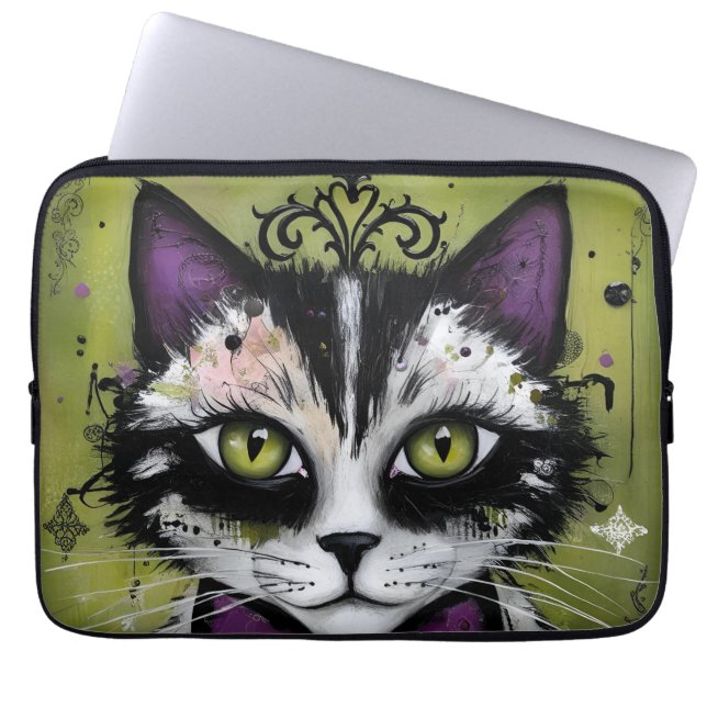 Gothik-Katze Laptopschutzhülle (Vorderseite)
