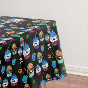 Gothik-Totenkopf-Cupcakes Kawaii Tischdecke