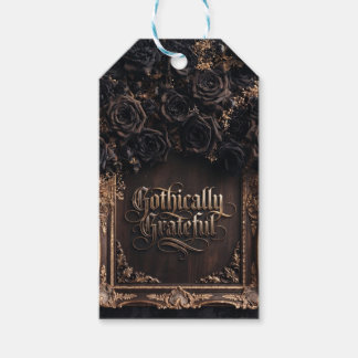 Gothisch dankbare Typografie mit dunklen Rosen  Geschenkanhänger