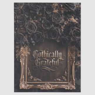 Gothisch dankbare Typografie mit dunklen Rosen  Seidenpapier