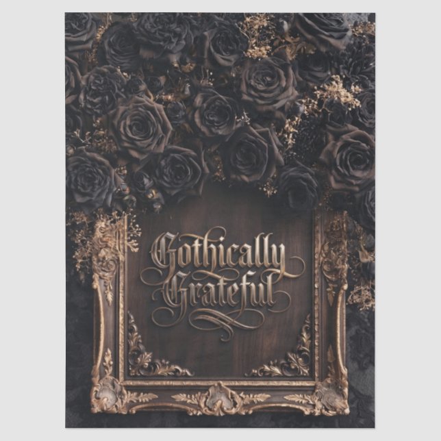Gothisch dankbare Typografie mit dunklen Rosen  Seidenpapier (Vorderseite)