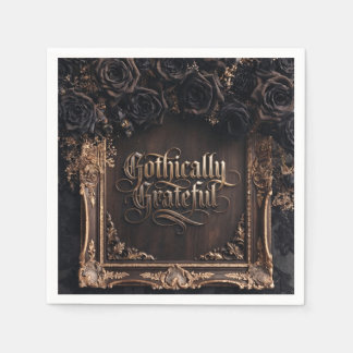 Gothisch dankbare Typografie mit dunklen Rosen  Serviette