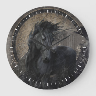 Gothisch-Friesenpferd Große Wanduhr