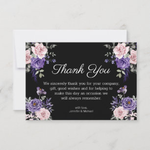 gothisch lila rosa Blütenhochzeit Dankeskarte
