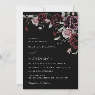 Gothische Blumenrosen Foto Hochzeit Einladung