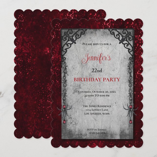 Gothische dunkle Geburtstagseinladung Einladung (Vorne/Hinten)