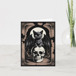 Gothische Fledermaus Katze Schädel Goth Black Meta Karte