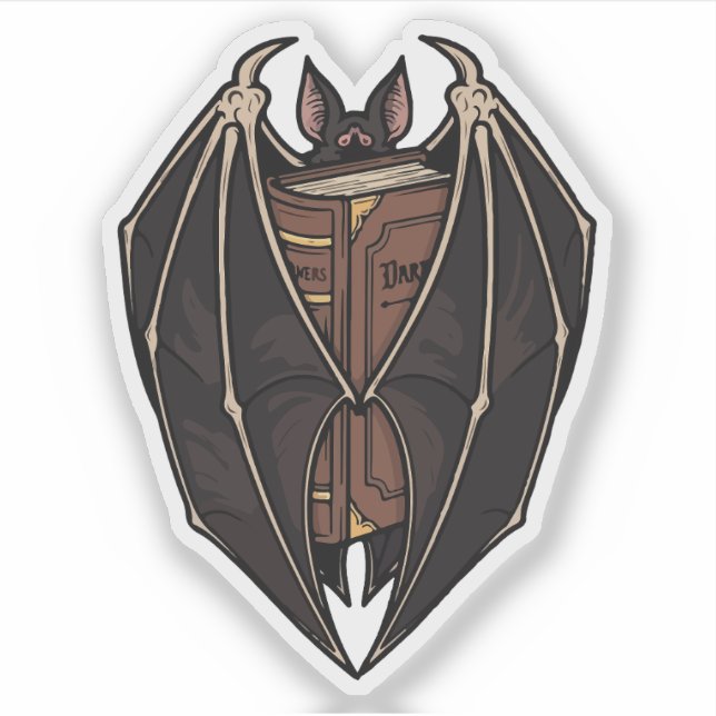 Gothische Fledermaus liest dunkles Zauberbuch Aufkleber (Vorderseite)