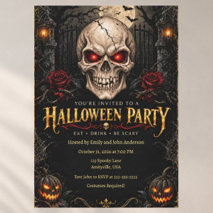 Gothische Gruselschädel-Halloween-Party Einladung