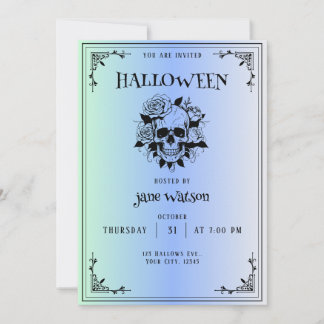 Gothische Halloween-Einladung in Gradient Blau Einladung