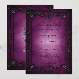 Gothische Halloween-Hochzeit Save-the-Date-Einladu Ankündigung