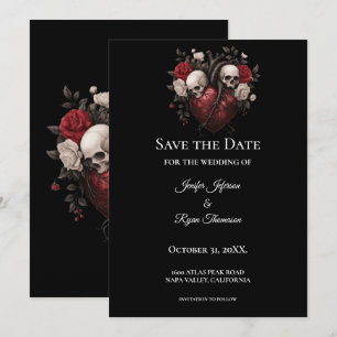 Gothische Halloween-Hochzeit Save-the-Date-Einladu Ankündigung