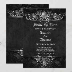 Gothische Halloween-Hochzeit Save-the-Date-Einladu Ankündigung