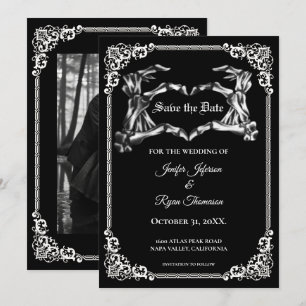 Gothische Halloween-Hochzeit Save-the-Date-Einladu Ankündigung