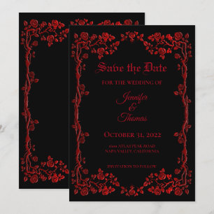 Gothische Halloween-Hochzeit Save the Date Einladu Ankündigung