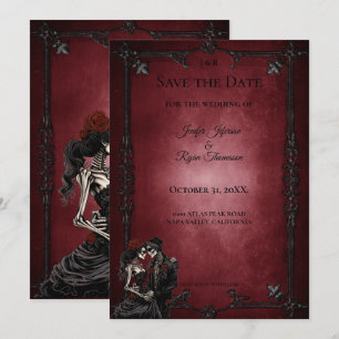 Gothische Halloween-Hochzeit Save-the-Date-Einladu Ankündigung