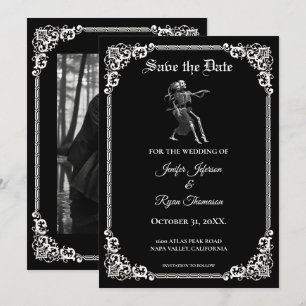 Gothische Halloween-Hochzeit Save-the-Date-Einladu Ankündigung