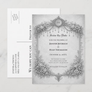 Gothische Hochzeit Save-the-Date-Postkarte Ankündigungspostkarte