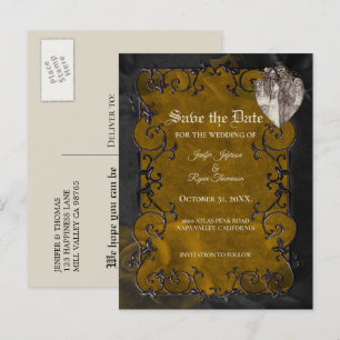 Gothische Hochzeit speichern das Datum Postkarte