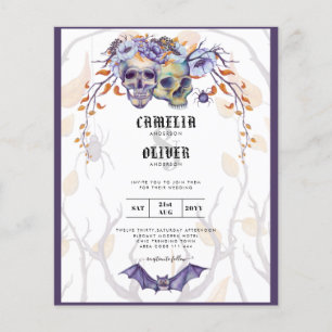 Gothische Hochzeitseinladung Lila Orange Totenköpf Flyer