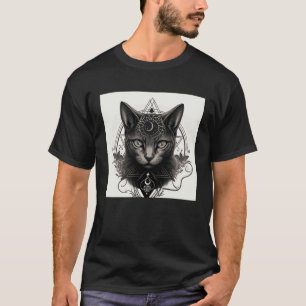Gothische Katze mit Wicca- und Okkultsymbolen T-Shirt