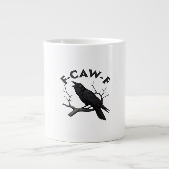 Gothische Krähe Lustiger F-Caw-F Humor Essential K Jumbo-Tasse (Vorderseite)
